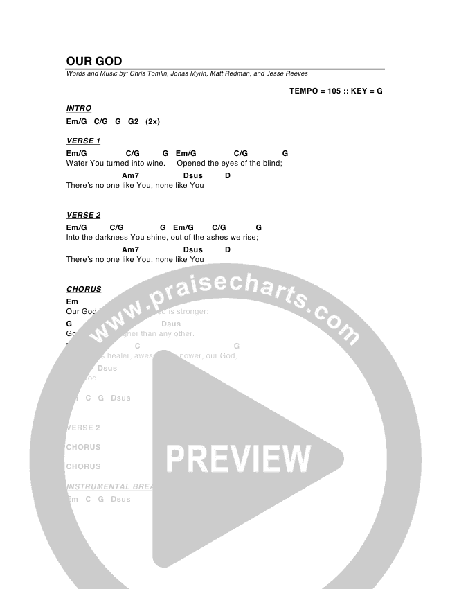 Our God Chords (G3 Worship) - PraiseCharts