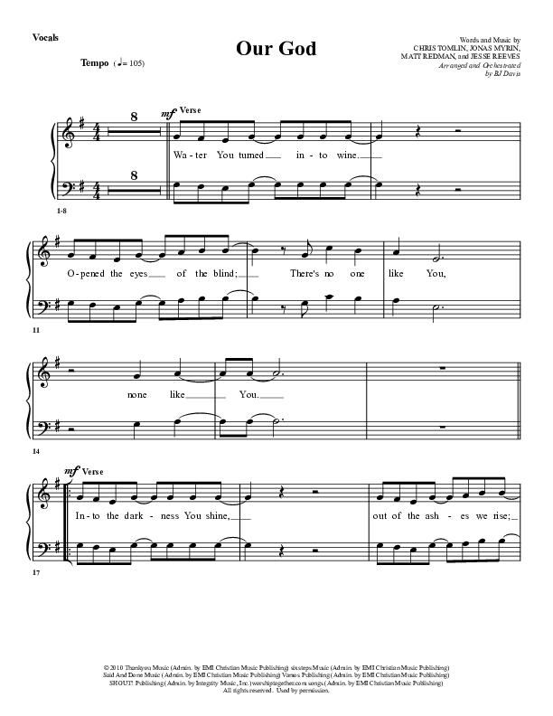 Our God Lead Sheet (G3 Worship)