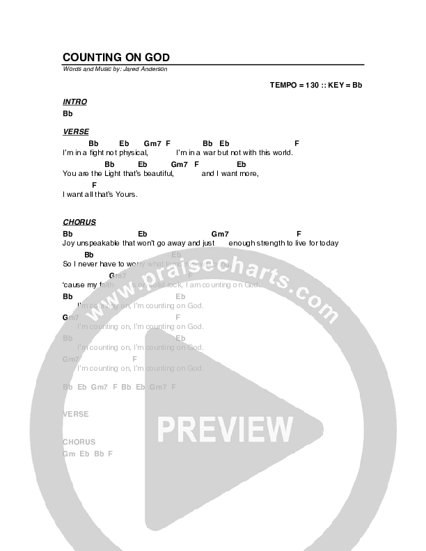 Counting on God Chord Chart (G3 Worship)