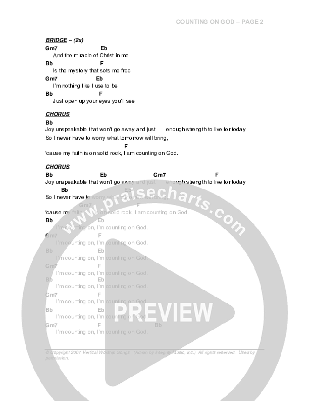 Counting on God Chord Chart (G3 Worship)