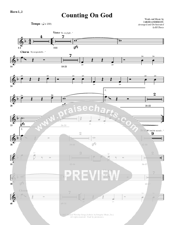 Counting on God French Horn 1/2 (G3 Worship)