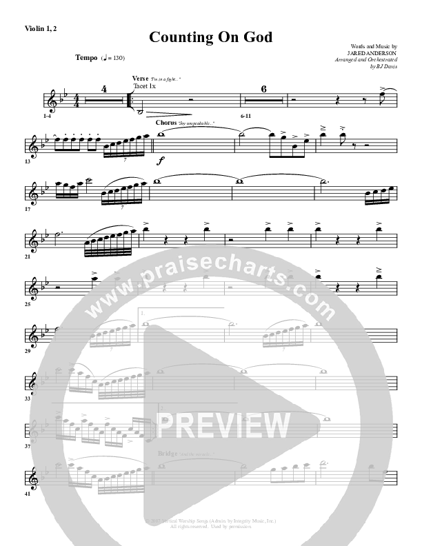 Counting on God Violin 1/2 (G3 Worship)
