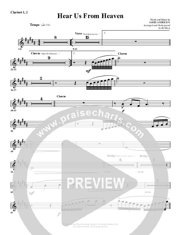 Hear Us From Heaven Clarinet 1/2 (G3 Worship)