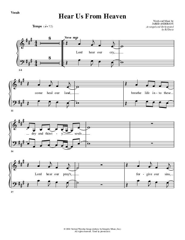 Hear Us From Heaven Lead Sheet (G3 Worship)
