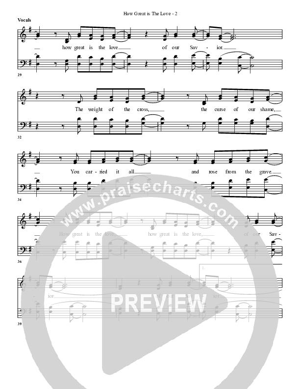 How Great Is The Love Choir Sheet (G3 Worship)