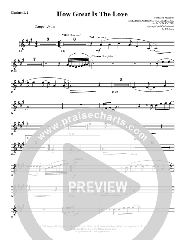 How Great Is The Love Clarinet (G3 Worship)