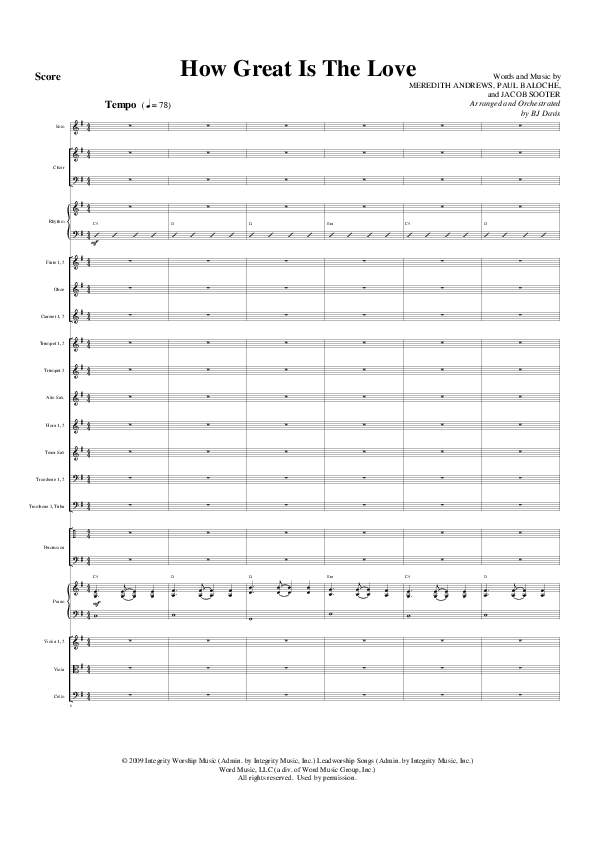 How Great Is The Love Conductor's Score (G3 Worship)