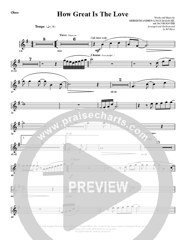 How Great Is The Love Oboe (G3 Worship)