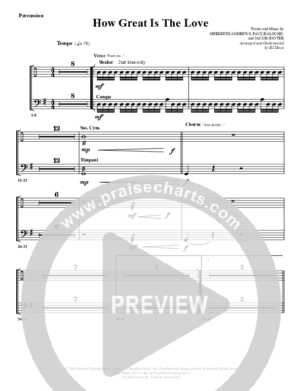 How Great Is The Love Percussion (G3 Worship)