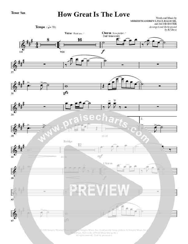 How Great Is The Love Tenor Sax 2 (G3 Worship)