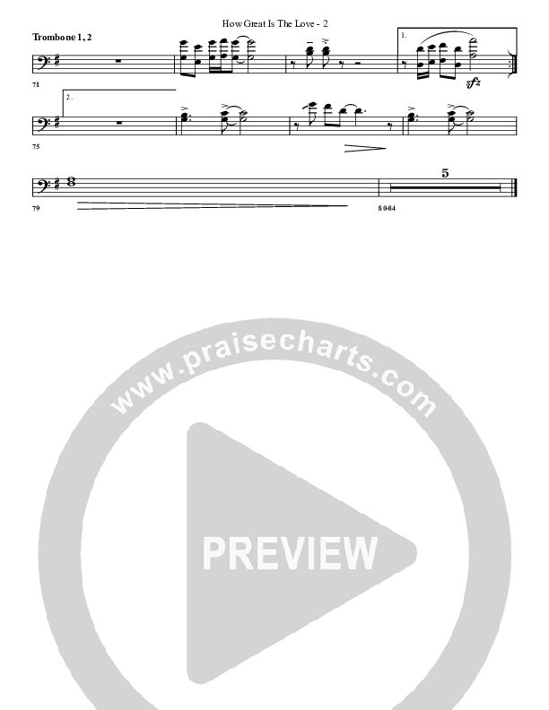How Great Is The Love Trombone 1/2 (G3 Worship)