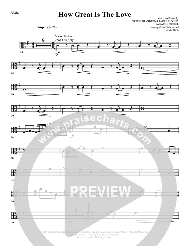 How Great Is The Love Viola (G3 Worship)