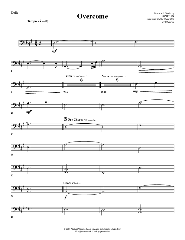 Overcome Cello (G3 Worship)