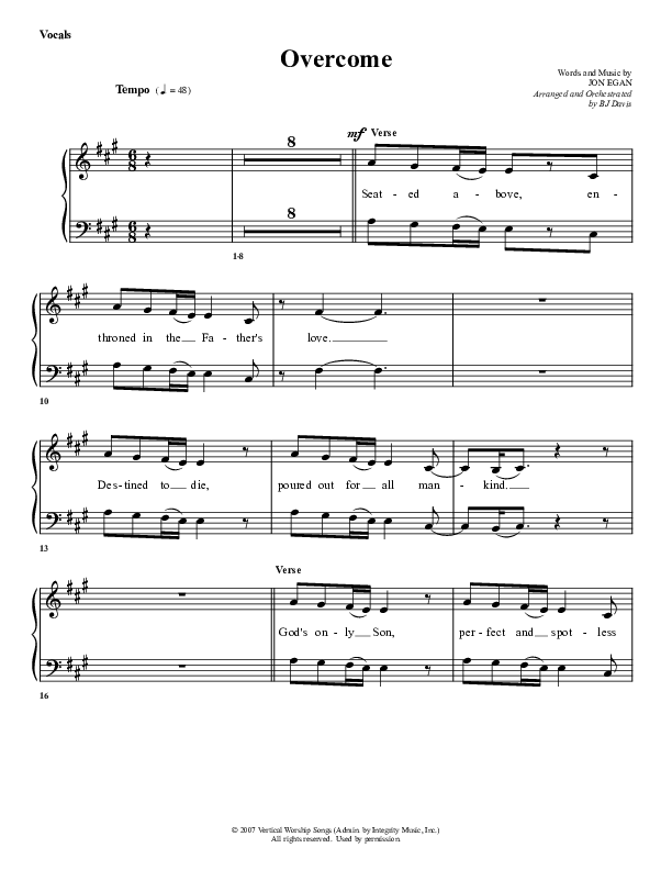 Overcome Choir Sheet (G3 Worship)