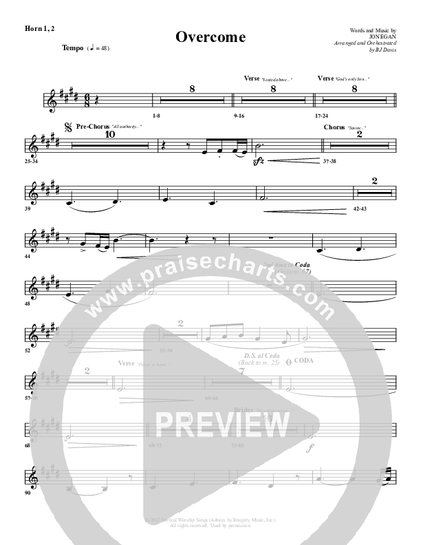 Overcome French Horn 1/2 (G3 Worship)