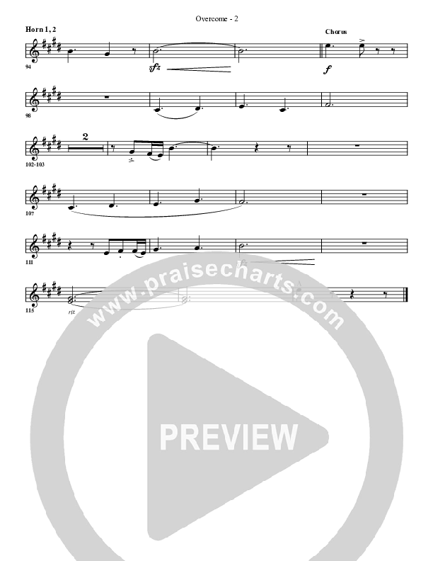 Overcome French Horn 1/2 (G3 Worship)