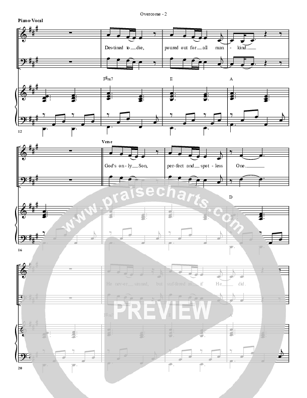 Overcome Piano/Vocal (G3 Worship)