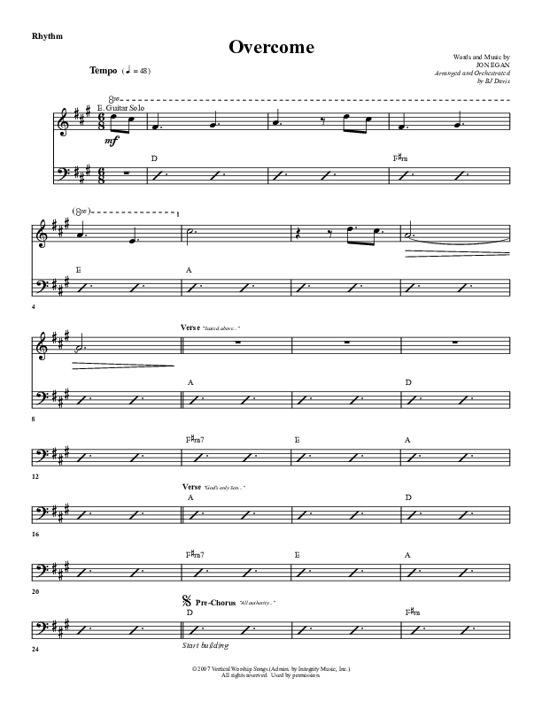 Overcome Rhythm Chart (G3 Worship)