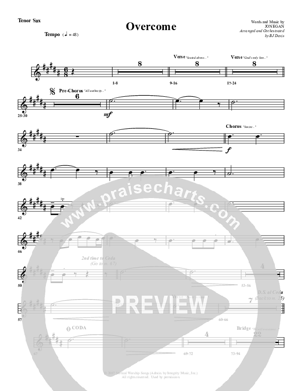 Overcome Tenor Sax 2 (G3 Worship)