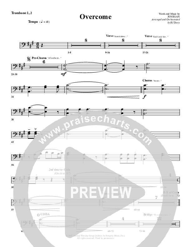 Overcome Trombone 1/2 (G3 Worship)