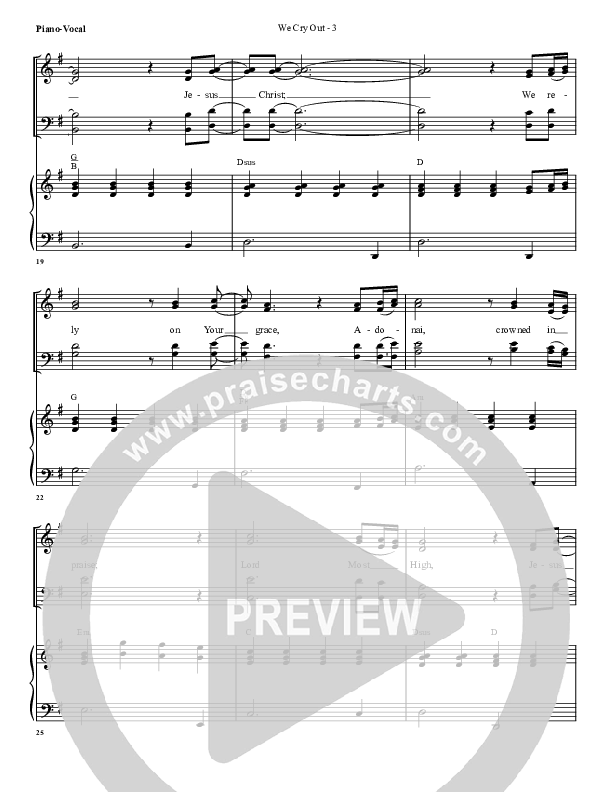 We Cry Out Piano/Vocal & Lead (G3 Worship)
