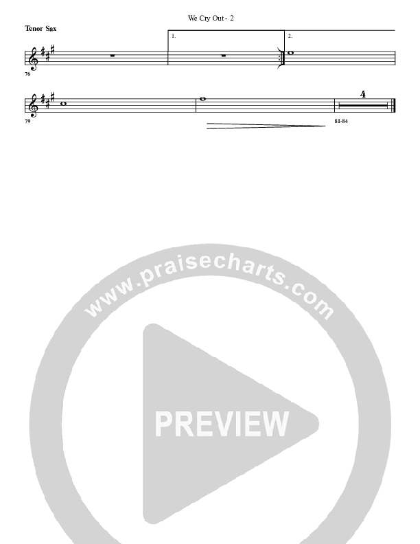 We Cry Out Tenor Sax 2 (G3 Worship)