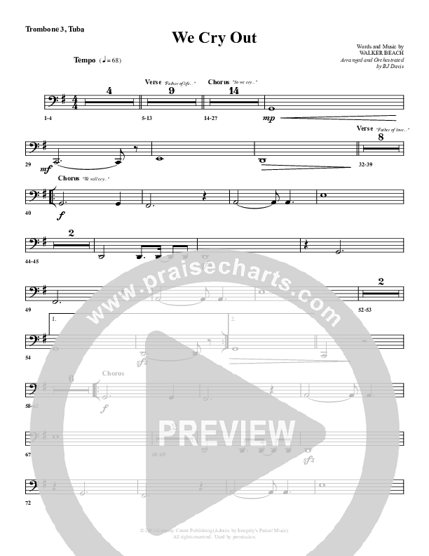We Cry Out Trombone 3/Tuba (G3 Worship)