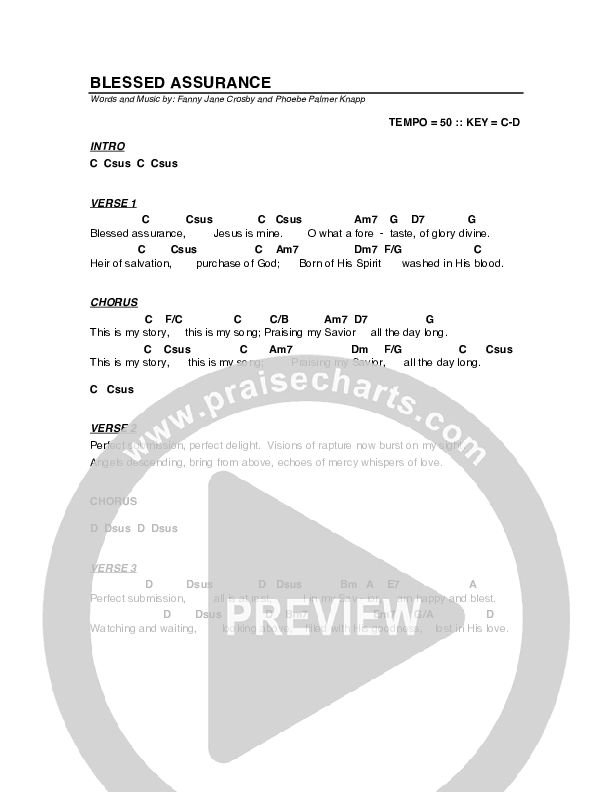 Blessed Assurance Chord Chart (G3 Worship)