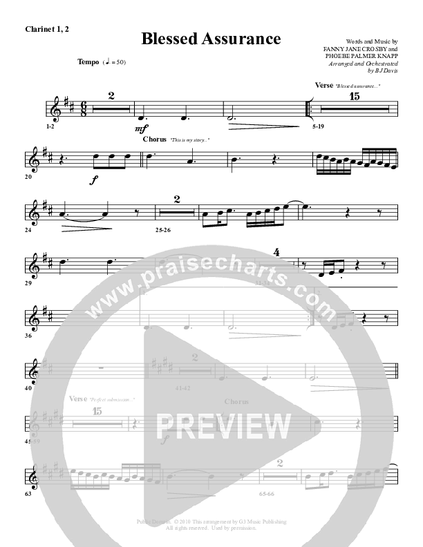 Blessed Assurance Clarinet 1/2 (G3 Worship)