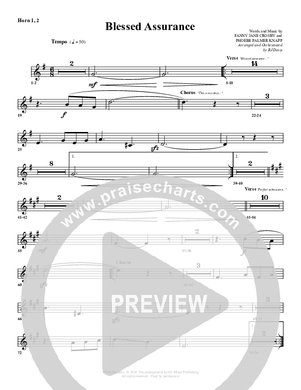 Blessed Assurance French Horn 1/2 (G3 Worship)