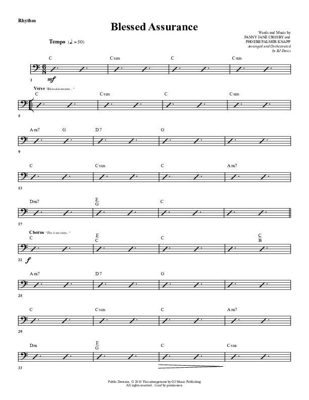 Blessed Assurance Rhythm Chart (G3 Worship)