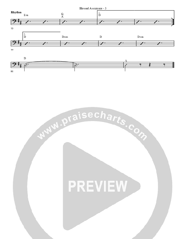 Blessed Assurance Rhythm Chart (G3 Worship)