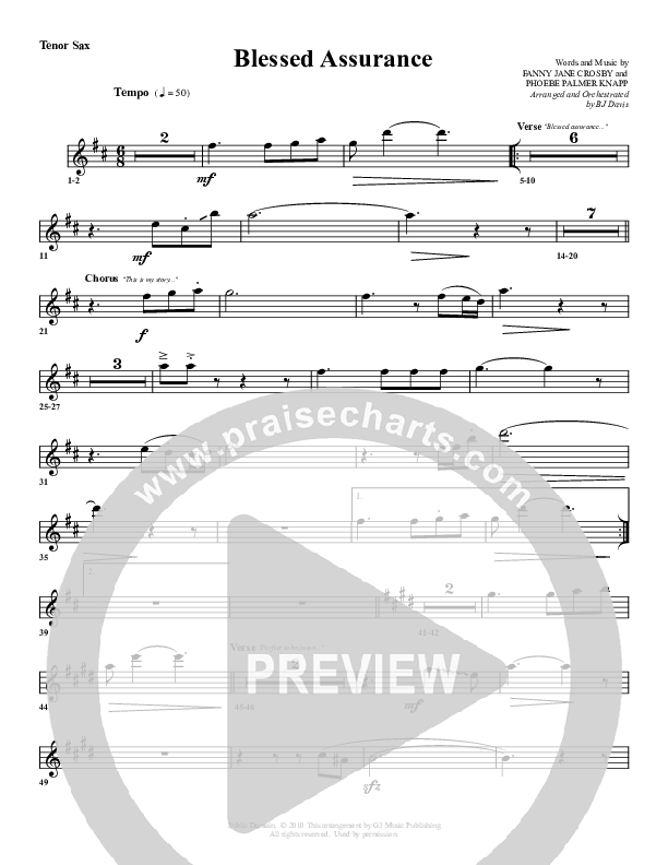 Blessed Assurance Tenor Sax 2 (G3 Worship)