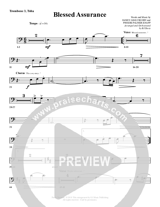 Blessed Assurance Trombone 3/Tuba (G3 Worship)