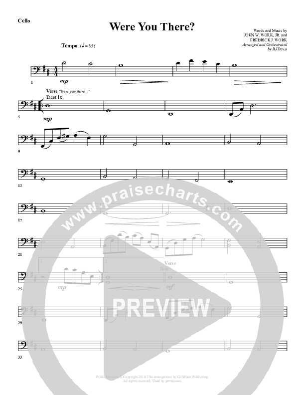 Were You There Cello (G3 Worship)