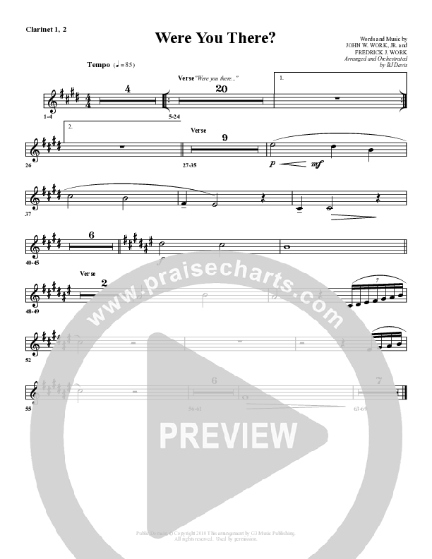 Were You There Clarinet (G3 Worship)