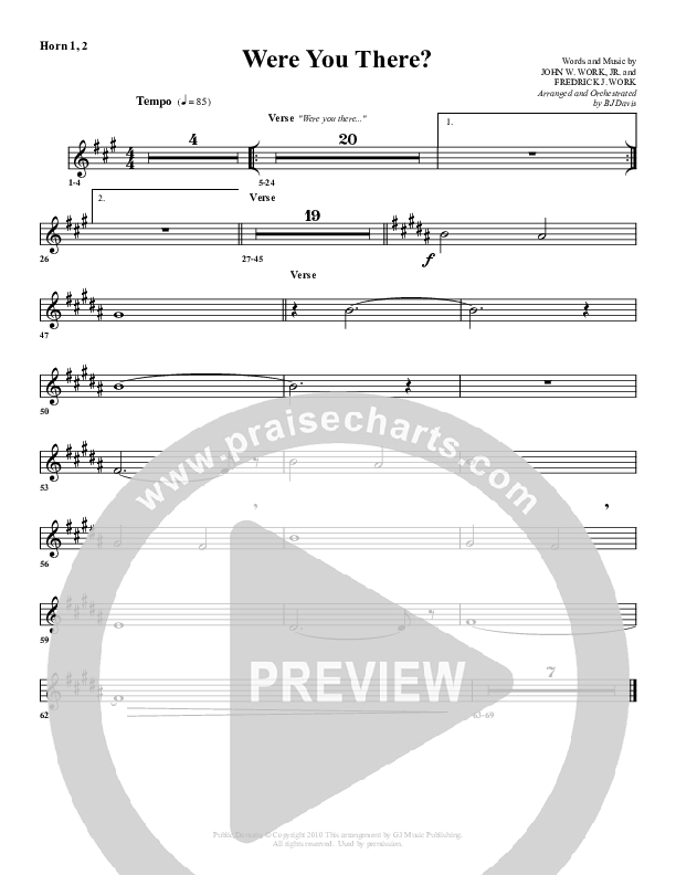 Were You There French Horn 1/2 (G3 Worship)