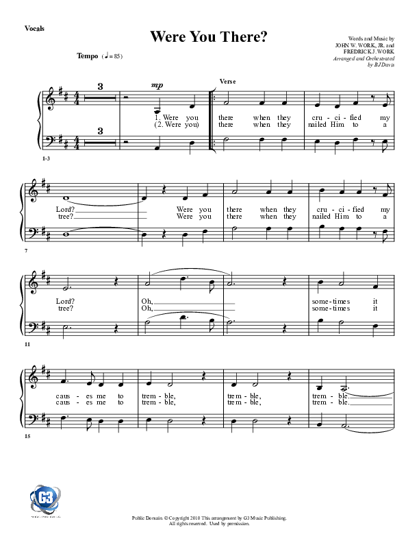 Were You There Lead Sheet (SAT) (G3 Worship)