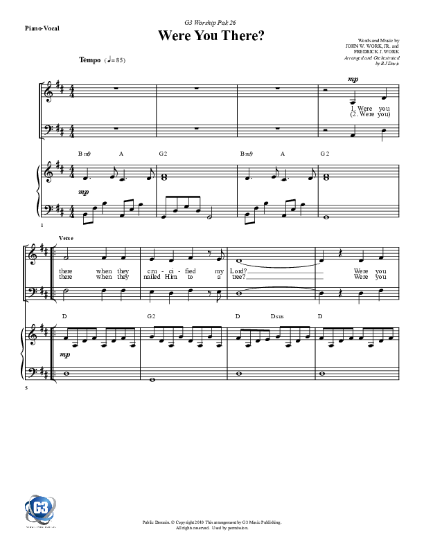 Were You There Piano/Vocal (G3 Worship)