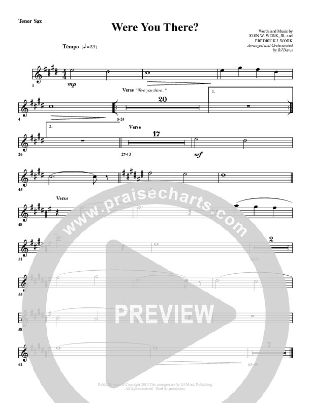 Were You There Tenor Sax 2 (G3 Worship)