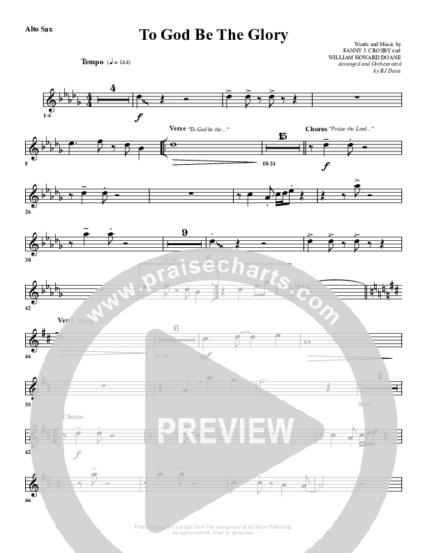 To God Be The Glory Alto Sax (G3 Worship)
