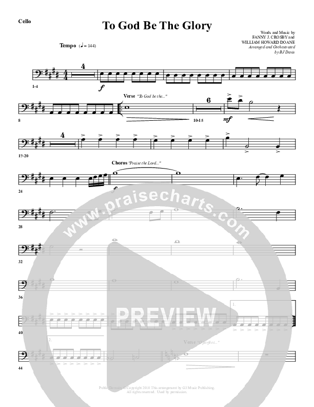 To God Be The Glory Cello (G3 Worship)