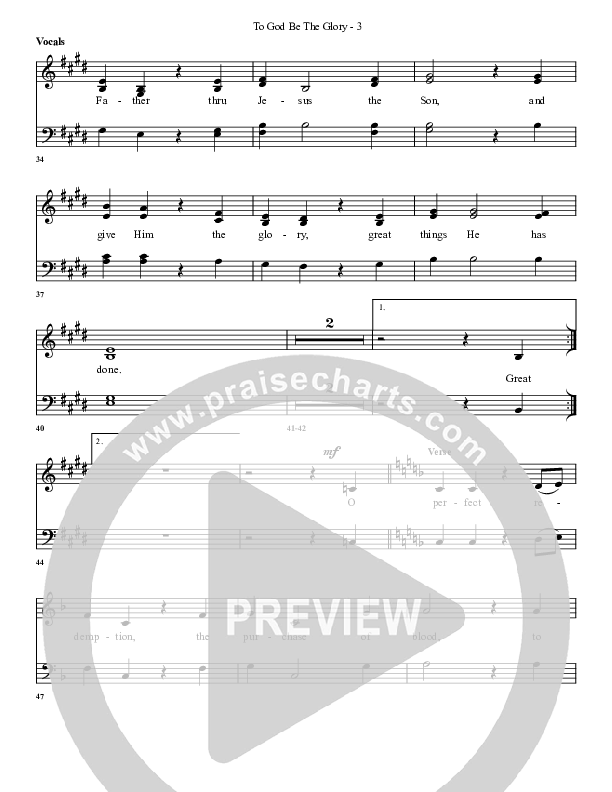 To God Be The Glory Choir Sheet (G3 Worship)