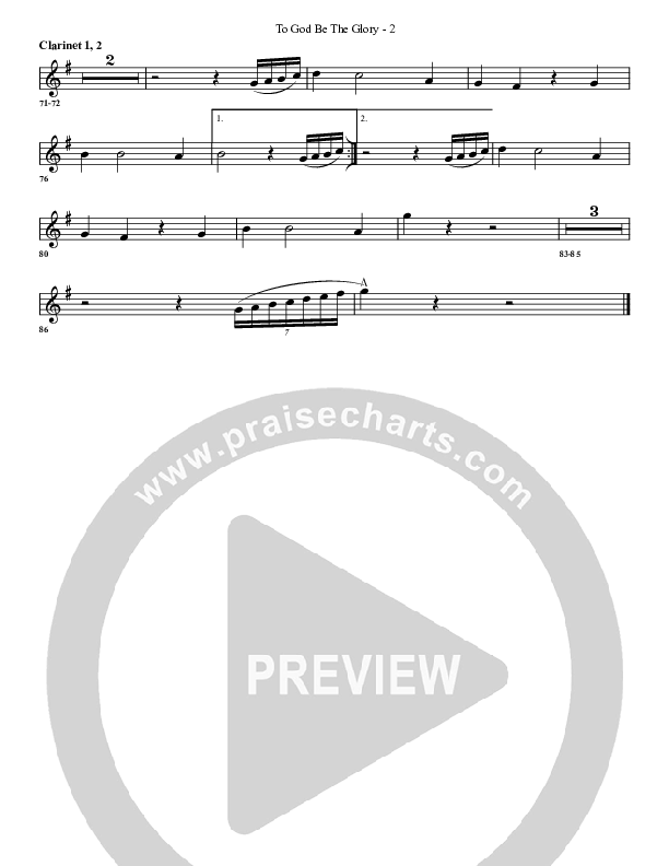 To God Be The Glory Clarinet 1/2 (G3 Worship)