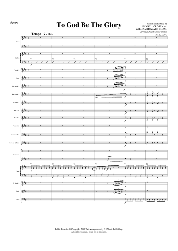 To God Be The Glory Conductor's Score (G3 Worship)