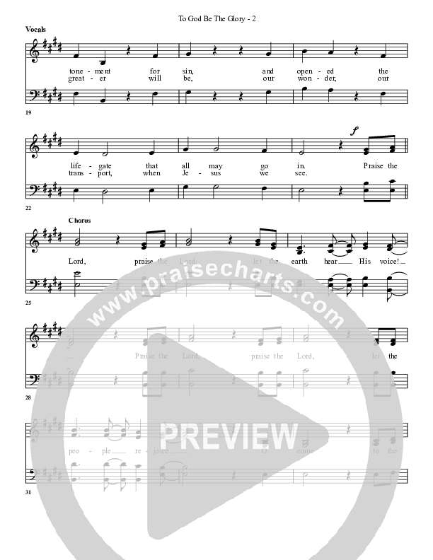 To God Be The Glory Lead Sheet (G3 Worship)