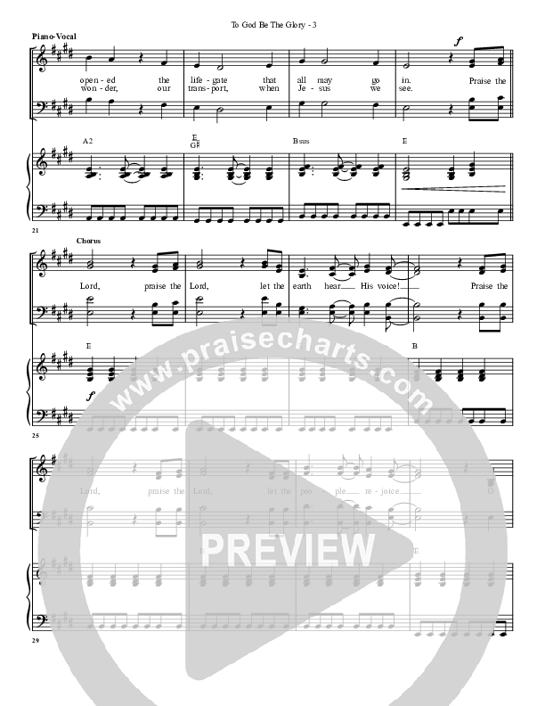 To God Be The Glory Piano/Vocal & Lead (G3 Worship)