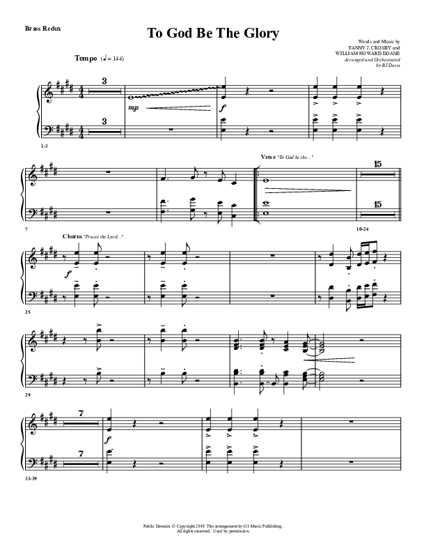 To God Be The Glory Synth Brass (G3 Worship)