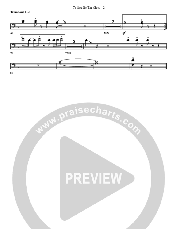 To God Be The Glory Trombone 1/2 (G3 Worship)