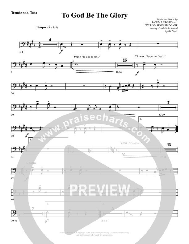 To God Be The Glory Trombone 3/Tuba (G3 Worship)